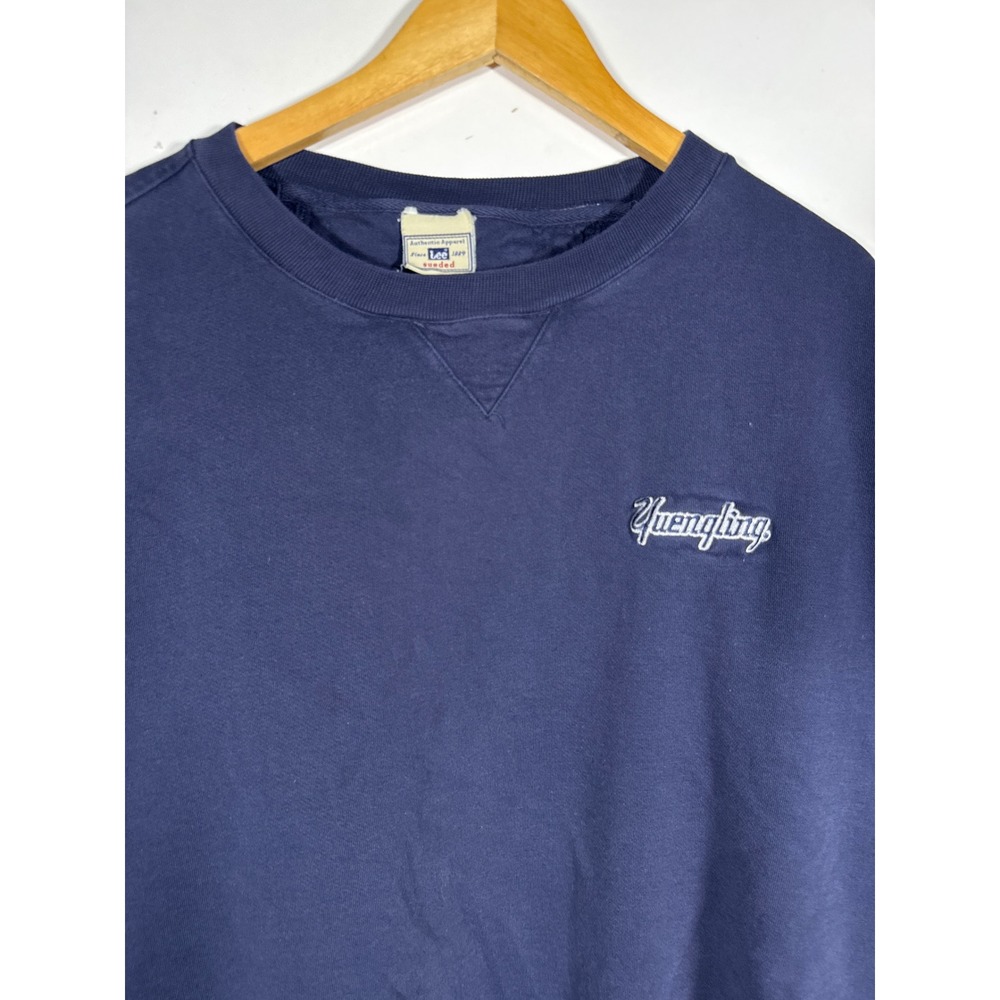 Lee Authentic Apparel Yuengling Sueded Sweatshirt Mens Navy Blue Crew Neck XL
